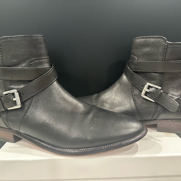Coach Boots Womens 9 B Lannah Ankle Booties Buckle Straps Black Leather Zipper - Picture 15 of 15